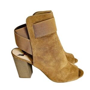 Penny Loves Kenny Tan Suede Heeled Booties
